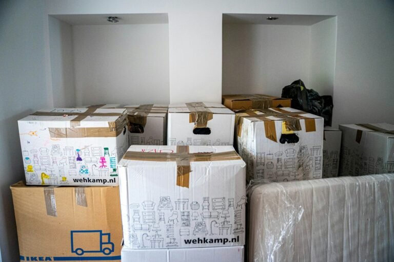 Cardboard shipping boxes ready for eBay marketplace fulfillment