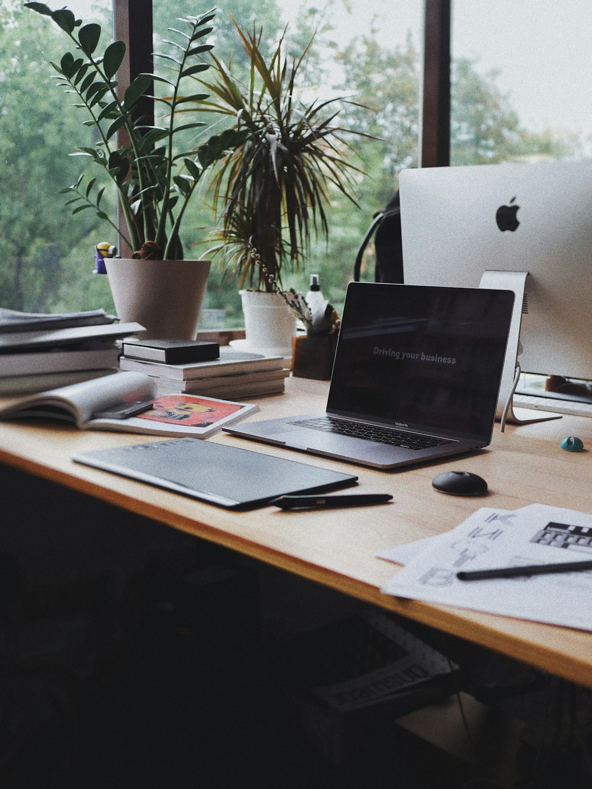 Home office desk with a laptop for a reselling business